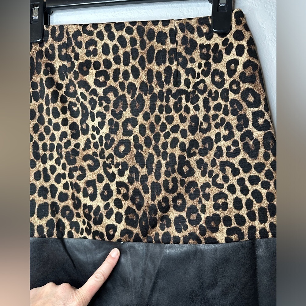 NWT Michael Kors Cheetah Print & Faux Leather A-line Skirt Size P (size 2) - Picture 7 of 9